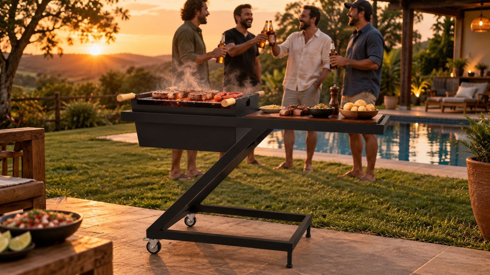 Mesa Z com braseiro e bancada