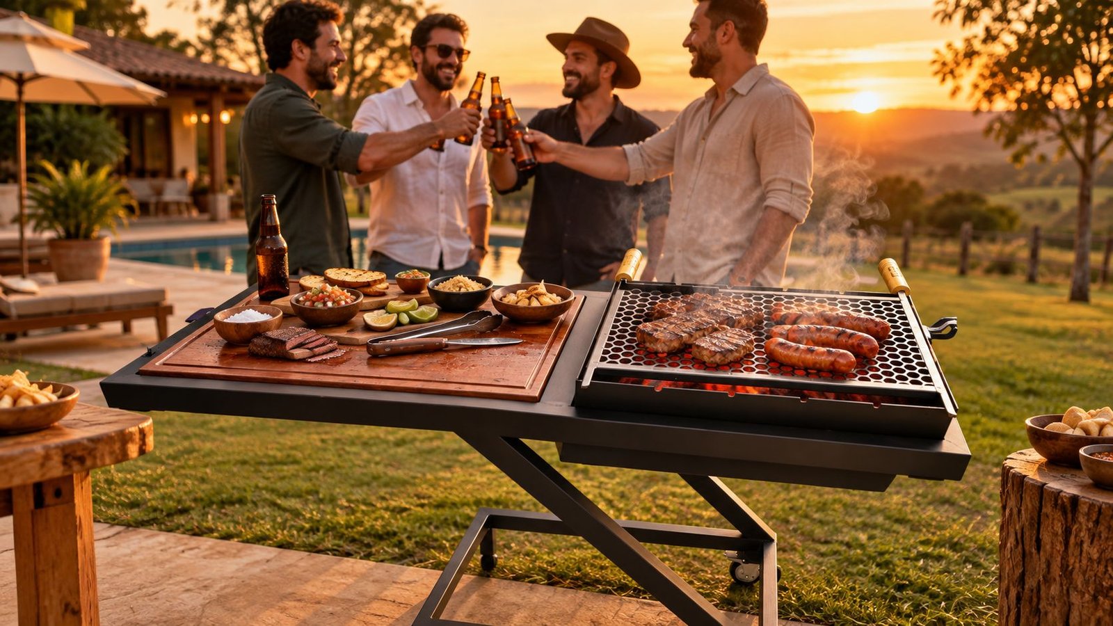 Mesa Z com grelha e tábua de corte